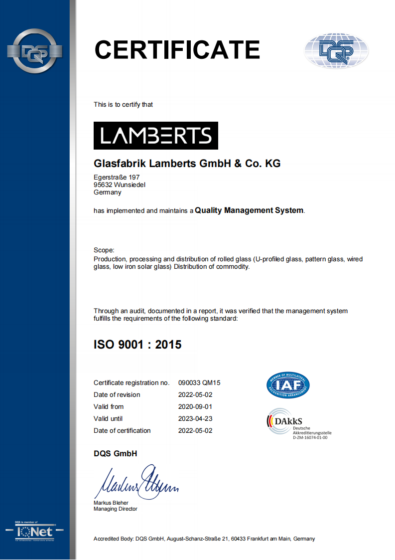 ISO 9001:2015 质量管理认证 IQNet